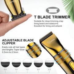 Hatteker™ Gold Edition Pro Grooming Kit Blade Trimmer Set