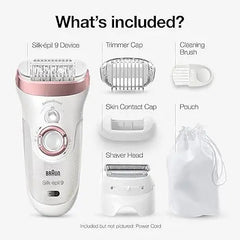 Braun Epilator Silk-épil 9 9-720, Hair Removal Device, Epilator for Women, Wet/Dry, Waterproof, 3-in-1 Epilate, Shave, or Trim, Salon-Like Smooth Skin, Womens Shaver & Trimmer, Cordless, Rechargeable.
